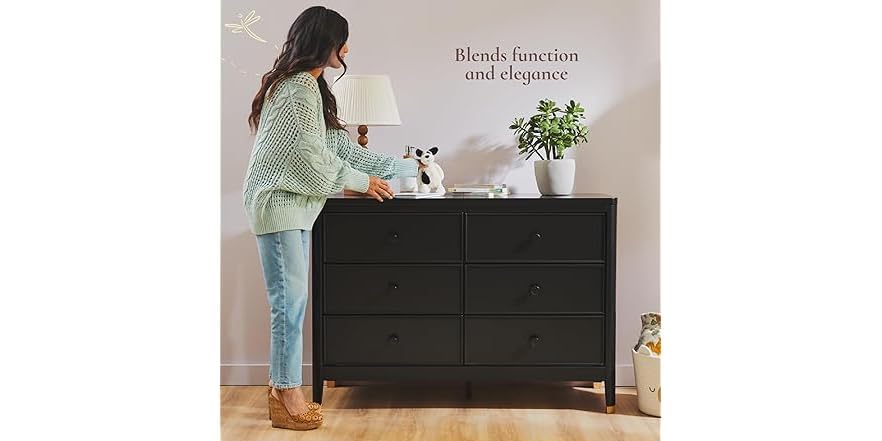 Little Seeds Aster 6-Drawer Dresser, Black