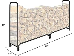 SnugNiture 8ft Outdoor Firewood Rack, Steel Tubular
