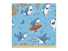 Ambesonne Shark Fabric by The Yard