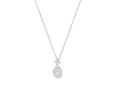 Moissanite Diamond Oval Halo Necklace