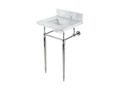 Kingston Brass Sink, Carrara Marble White/Polished Nickel