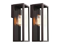 (2 Pk) VerRon Bronze Porch Lights with Clear Glass Shade