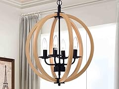 Fedelmid Natural Wood Round Pendant Lamp