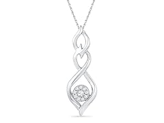 Sterling Silver 0.10 CT Dia Cluster Smooth Necklace