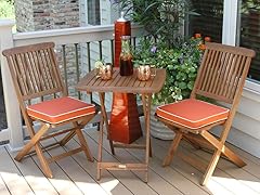3- Piece Square Bistro Set, Orange Cushions