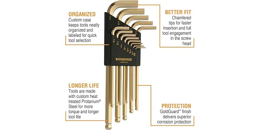 Goldguard Bondhus 20899 Inch/Metric GoldGuard LWrench 2 Pack
