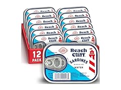 12PK Beach Cliff Sardines in Water, 3.75 oz Can