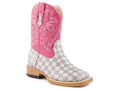 Square Toe Glitter Checker Boots (5T-6T)