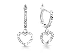 Sterling Silver CZ Heart Earrings