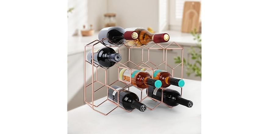 Rose Gold Countertop Wine Rack 14 Bottles