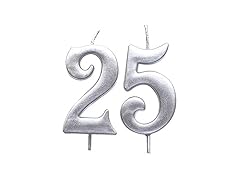 Silver 25th Birthday Numeral Candle 