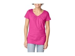Hanes Women (M) Shirred V-neck T-shirt Amaranth