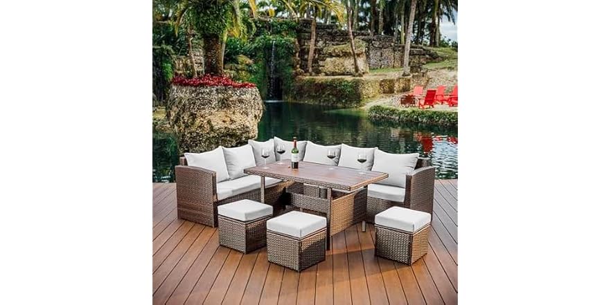 Nestl Wicker Outdoor Furniture Set - 7 Piece