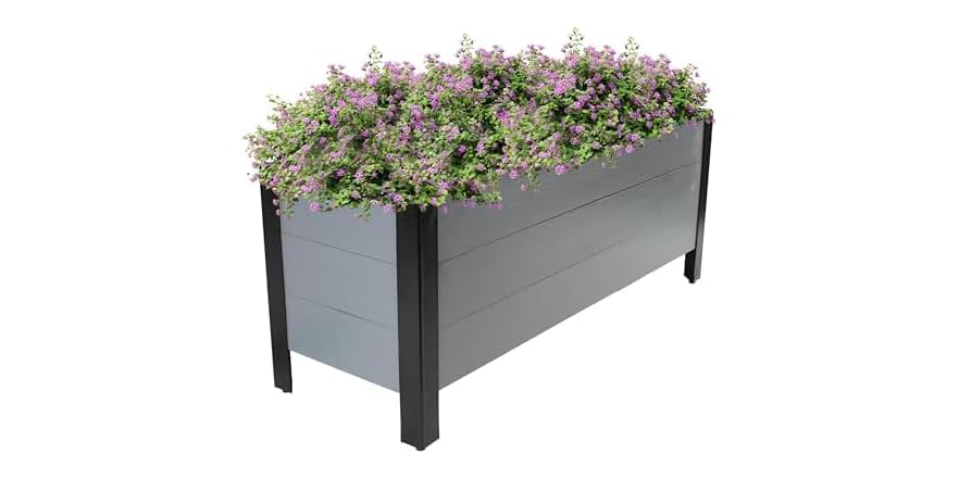Sunnydaze Acacia Garden Bed -14.75" Grey