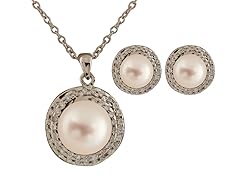 Halo Double Row Pearl Set