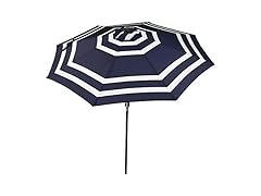 Sunnydaze Navy Blue Stripe 9' Solar Patio Umbrella