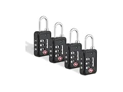 Kwikset TSA Luggage Lock, 3-Digit, 4-Pack, Black