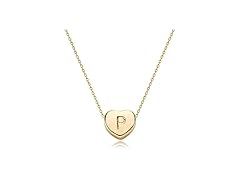 Tiny Gold Initial Heart Necklace / "P"