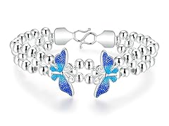 Sterling Silver Butterfly Beads Bracelet- Pick Color