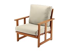 National Tree Company Eucalyptus Grandis Wood Cushioned Club Chair, Beige