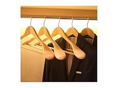 JS HANGER Wooden Suit Hangers - 6 Pack  Natural