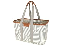 CleverMade Collapsible LUXE Tote- 30, Geometric Taupe