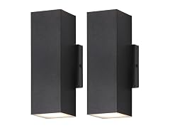 2-Pack Outdoor Wall Lights, Modern LED Up and Down Lights, Black