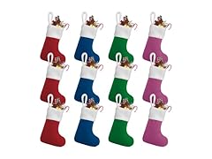 12Pack Mini Christmas Stockings 7" Traditional Xmas Stocking