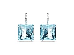 Swarovski Millenia Earrings, Square cut crystal, Blue (Open Box)