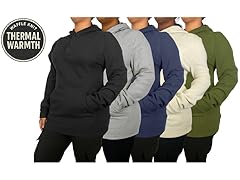 5Pk Womens Waffle-Knit Henley Pullover Hoodie