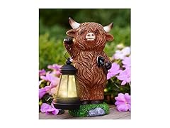 Highland Cow Garden Decor with Lantern
