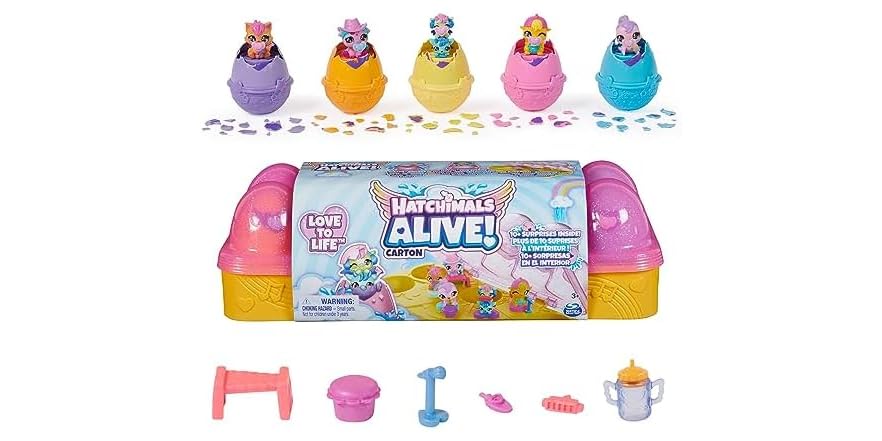Pink & Yellow Egg Carton Toy, 6 Mini Figures