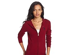 Long Sleeve Zip Front Hoodie, Wine Berry