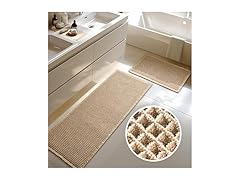 Furicher Large Waffle Bath Mat Set