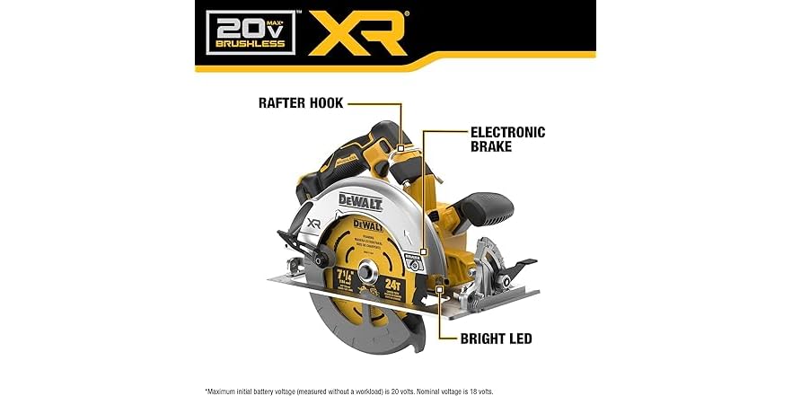 DEWALT DCS590B 20V MAX* XR® Brushless Cordless 7-1/4 in. Circular Saw (Tool Only)