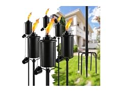 Takaouiu GAR-96 Metal Garden Torches, 6 Pack, 61in