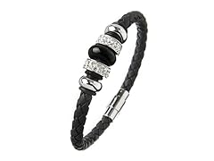 Black Braided Leather Crystal Design