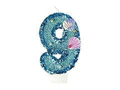 laackys Blue Shell Sequin Number Candle