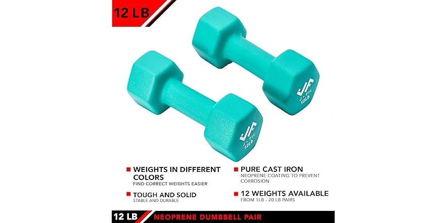 Dumbbell Pair 20 Lb Neoprene Dumbbell Set 1-20lb Pair Neoprene