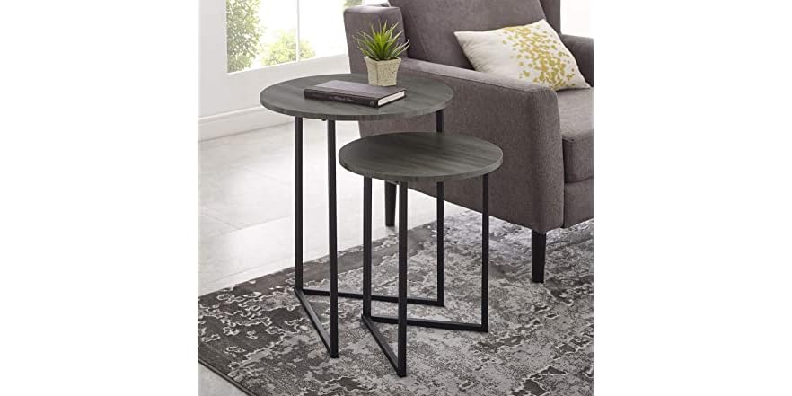 Walker Edison Modern Round Accent Table Set