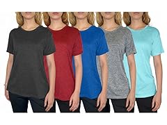 5Pk Womens Loose Fit S/S Active Tee