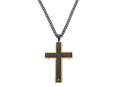 Blackjack Jewelry Black/Gold S.Steel Cross Necklace