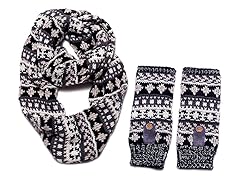 Traditional Armwarmers And Cuff Cap Set, Black/White