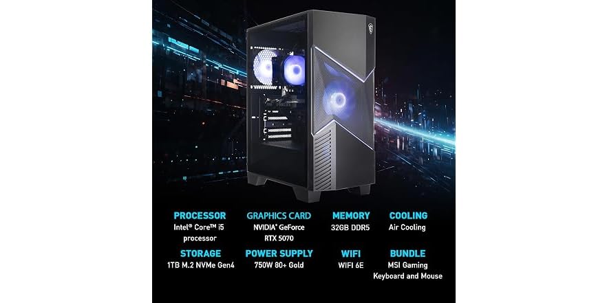 Open Codex (NEW) msi Codex R2 D14NVP5-613US (i5-14400F, RTX 5070) (Open Box)