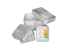 USA-Made Aluminum Foil Pans with Lids - Set of 50 
