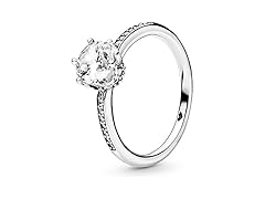Pandora Clear Sparkling Crown Solitaire Ring - Promise Ring for Women - Sparkling Jewelry for Women - Sterling Silver with Clear Cubic Zirconia - Size 8.5 (Open Box)