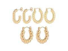 Gold Plated Chunky Hoop Earrings