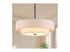 Prayou 17.7in 2-Layer Drum Chandelier