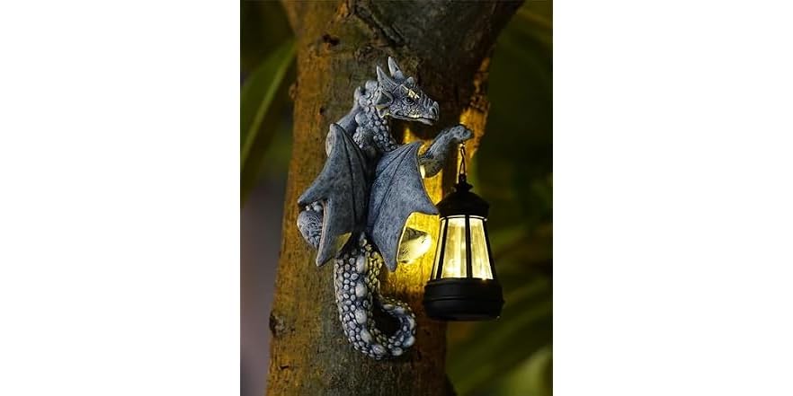 $15.19 | Solar Dragon Tree Hugger Garden Statue at Woot!