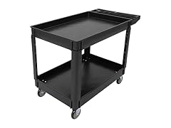 Utility Service Cart with Wheels and Two Trays